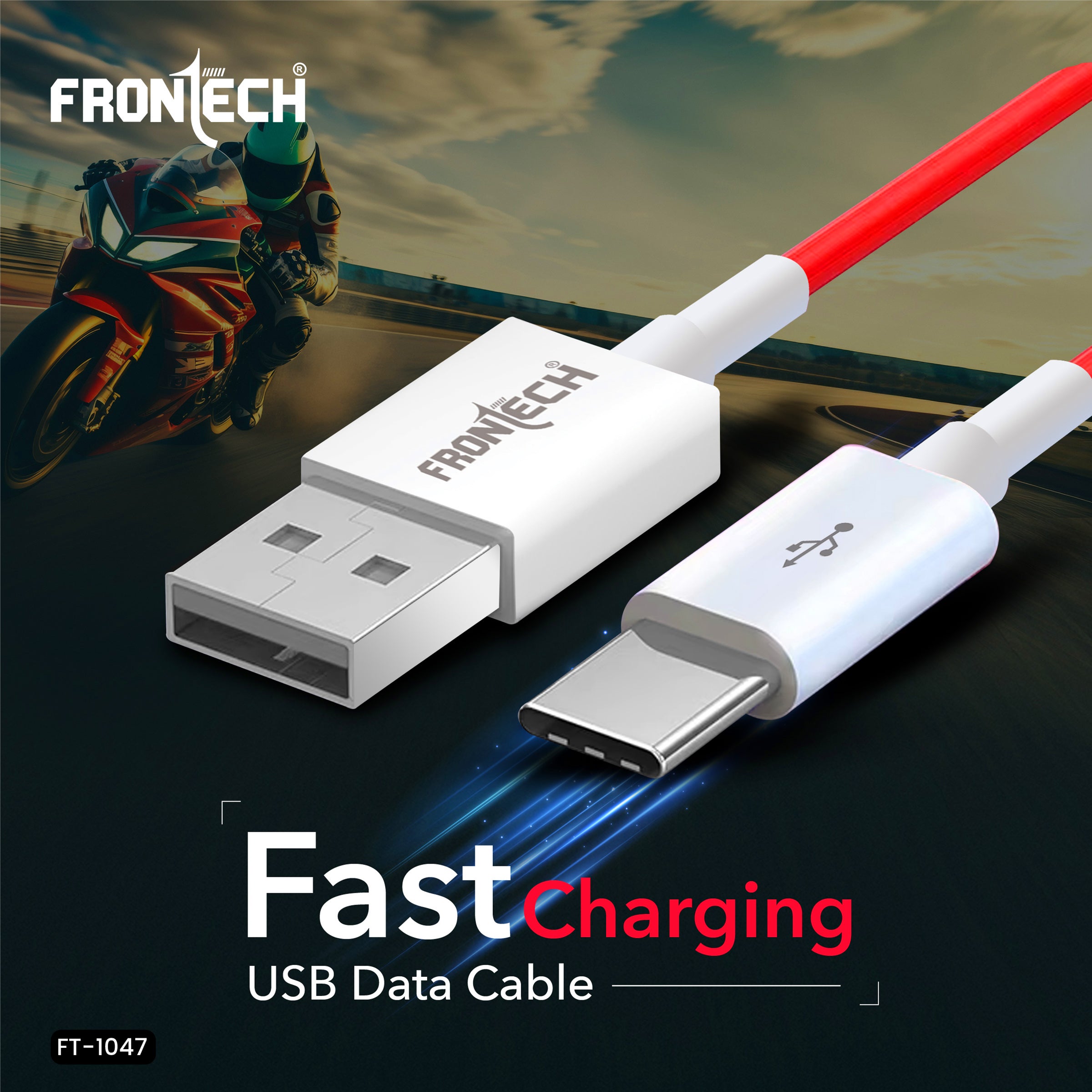 Frontech USB Type-C Fast Charging Cable | 100W Power Delivery | 1M Durable & Bend-Resistant | SuperSpeed Data Transfer | Red & White (FT-1047) Frontech USB Type-C Fast Charging Cable | 100W Power Delivery | 1M Durable & Bend-Resistant | SuperSpeed Data Transfer | Red & White (FT-1047)
